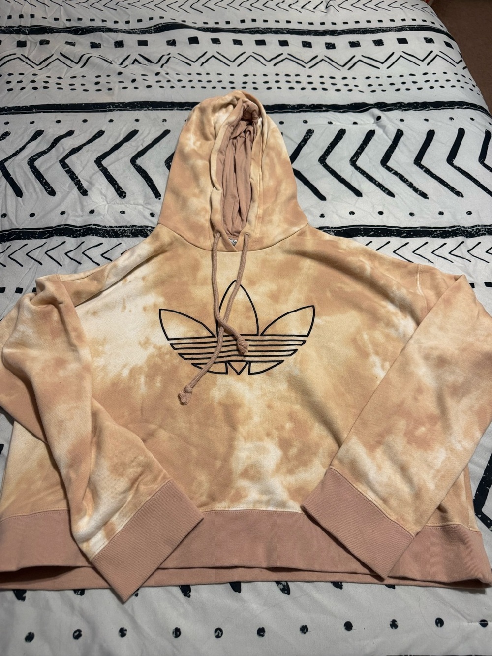adidas Peach and Cream Tie-Dye cropped Hoodie